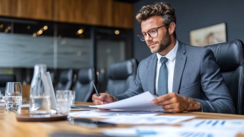 Division of property lawyer reviewing financial records in North York